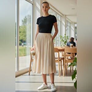 H&M Chic Beige Midi Skirt